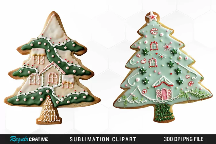 Watercolor Christmas Cookie House Clipart