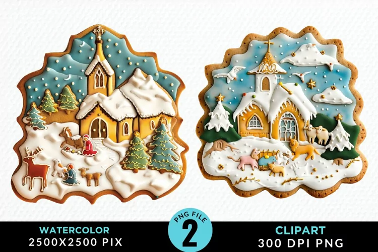 Watercolor Christmas Cookies Clipart