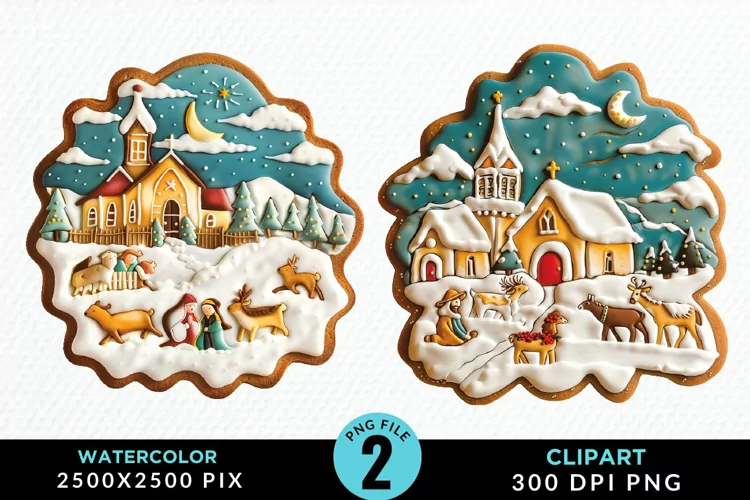Watercolor Christmas Cookies Clipart