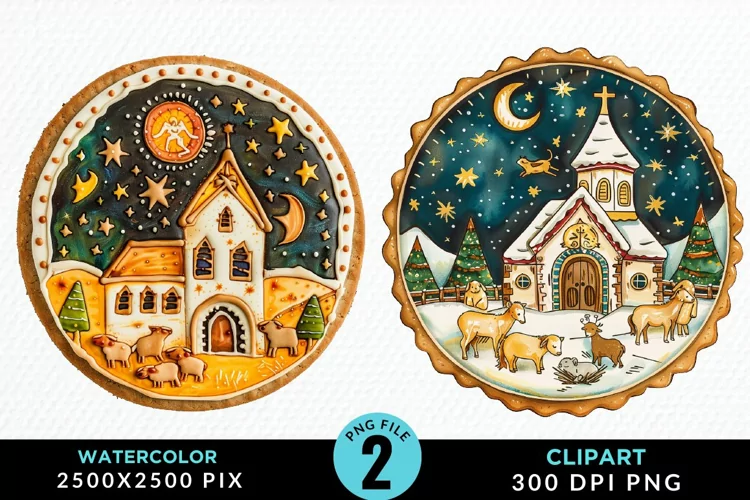 Watercolor Christmas Cookies Graphic Clipart