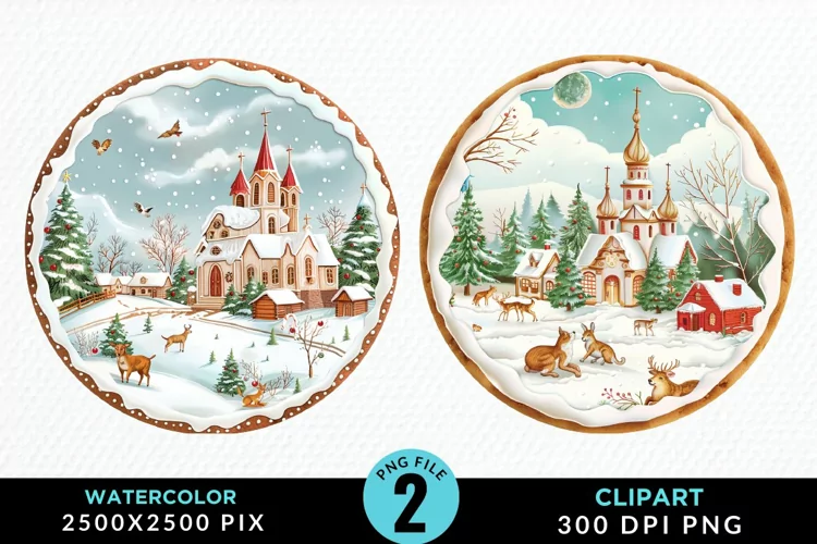 Watercolor Christmas Cookies Clipart
