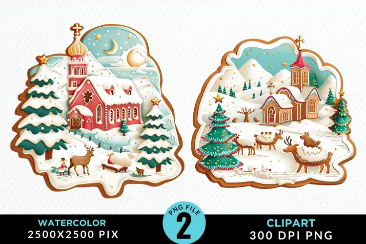 Watercolor Christmas Cookies Clipart
