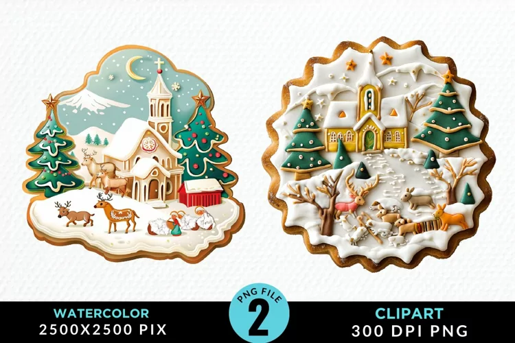 Watercolor Christmas Cookies Clipart