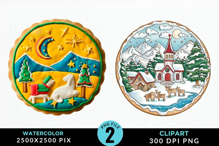 Watercolor Christmas Cookies Clipart