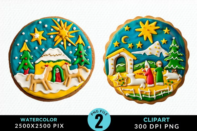 Watercolor Christmas Cookies Clipart