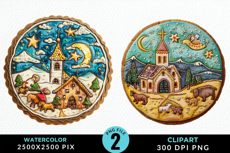 Watercolor Christmas Cookies Graphic Clipart
