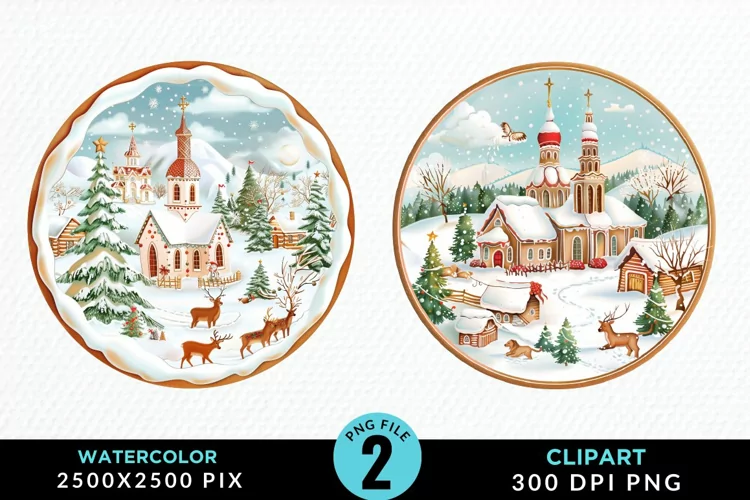Watercolor Christmas Cookies Art Clipart