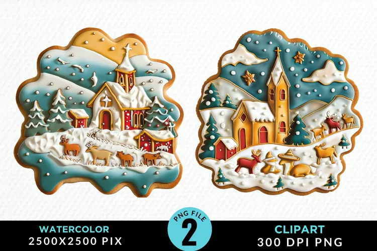Watercolor Christmas Cookies Clipart