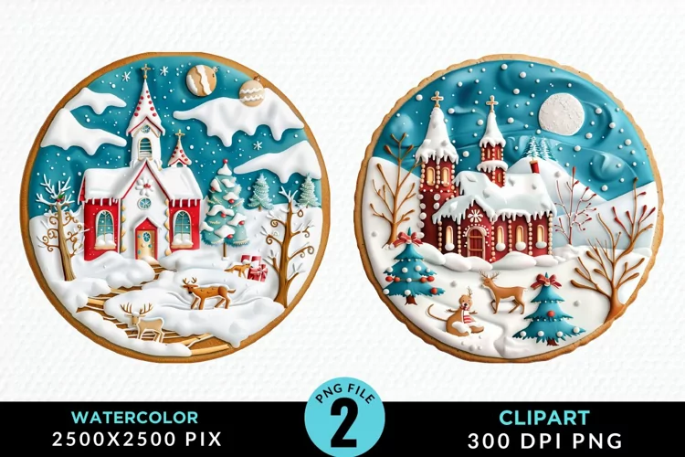 Watercolor Christmas Cookies Clipart