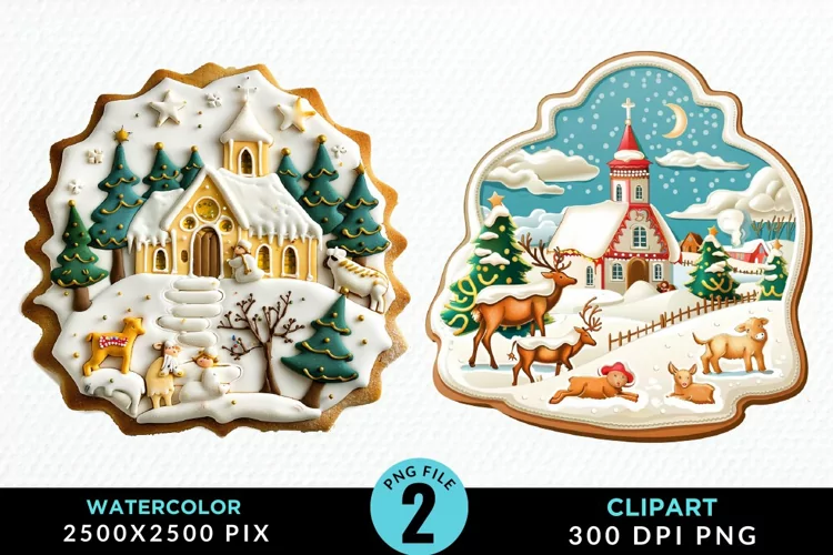 Watercolor Christmas Cookies Clipart
