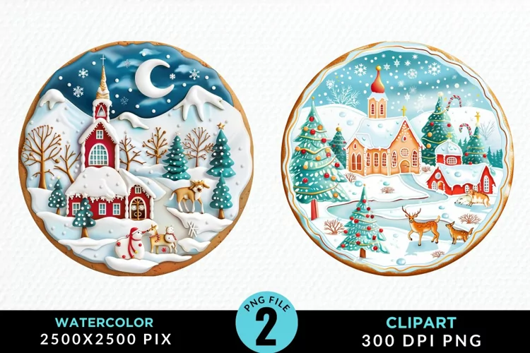 Watercolor Christmas Cookies Clipart