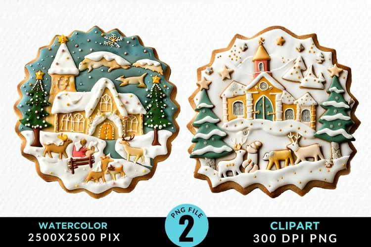 Watercolor Christmas Cookies Clipart