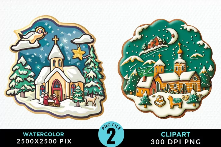 Watercolor Christmas Cookies Graphic Clipart