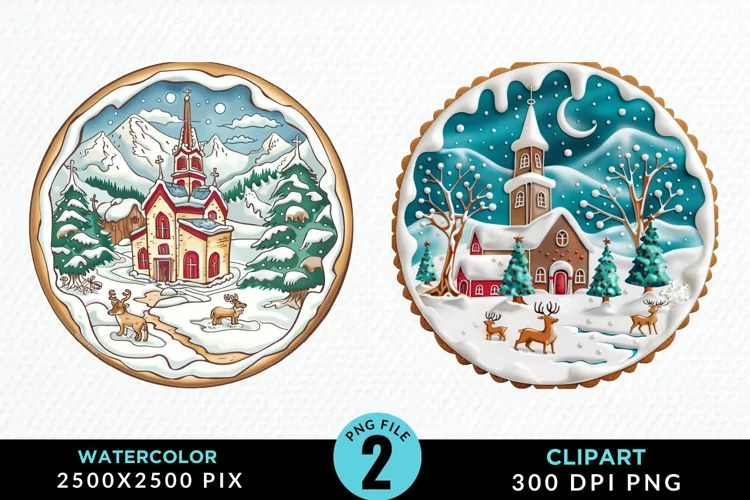 Watercolor Christmas Cookies Art Clipart