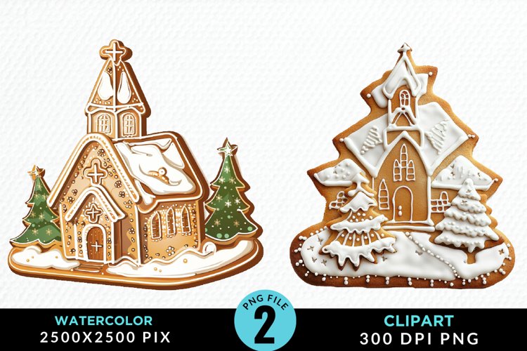 Watercolor Christmas Cookies PNG Set Clipart example image 1