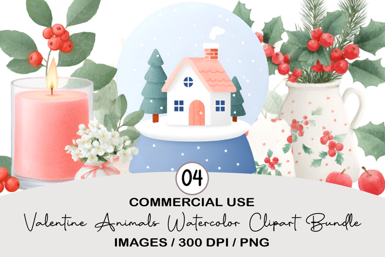 Watercolor Christmas Decor Clipart