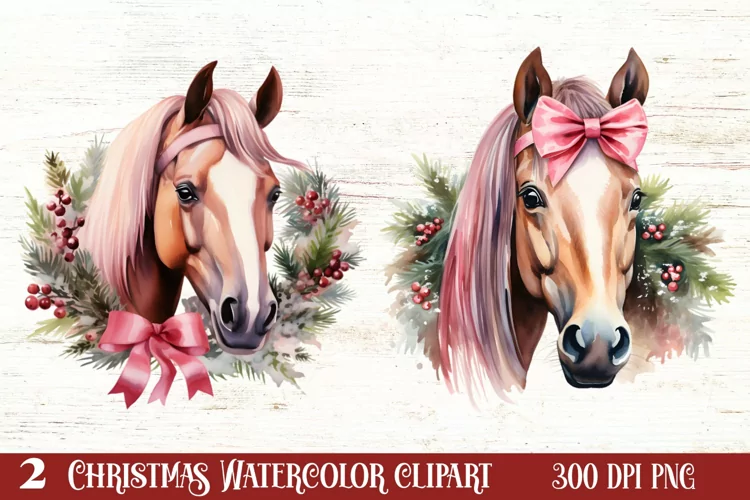 Watercolor Christmas Deer Head Clipart Sublimation