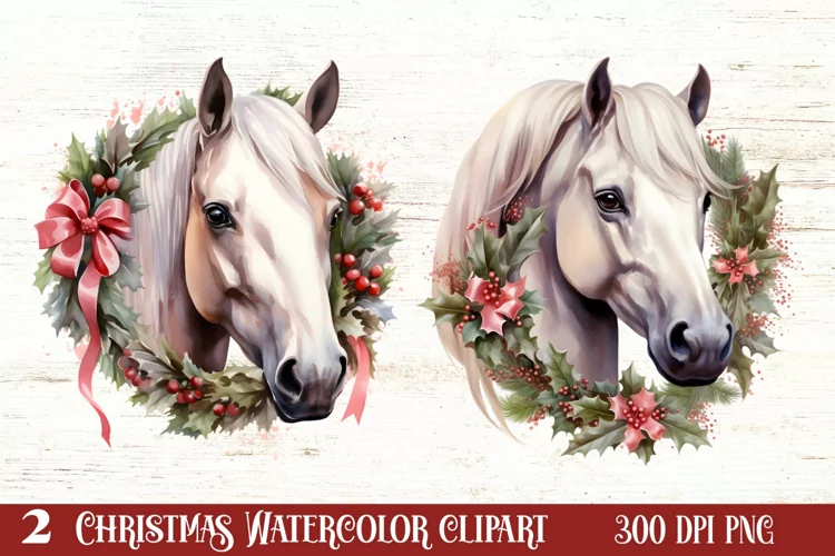 Watercolor Christmas Deer Head Clipart Sublimation