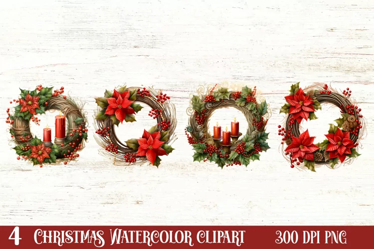 Watercolor Christmas Deer Head Clipart Sublimation