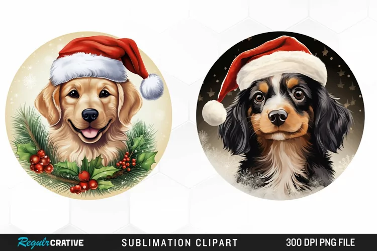 Watercolor Christmas Dog Illustration PNG Clipart
