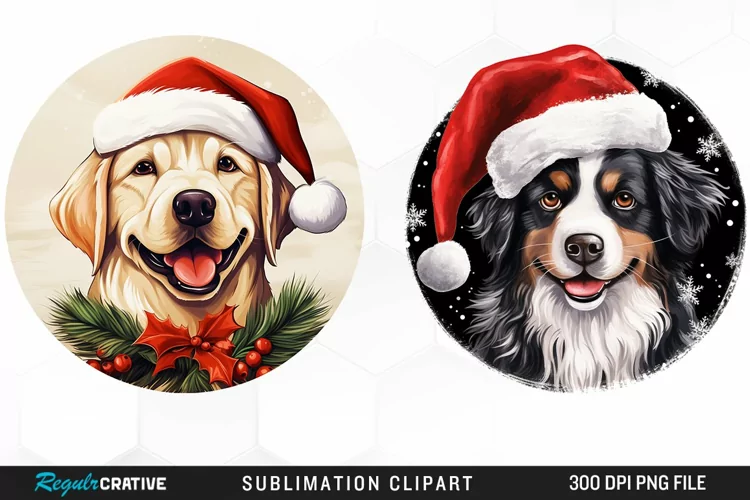 Watercolor Christmas Dog Illustration PNG Clipart