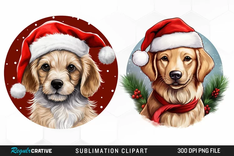 Watercolor Christmas Dog Illustration PNG Clipart