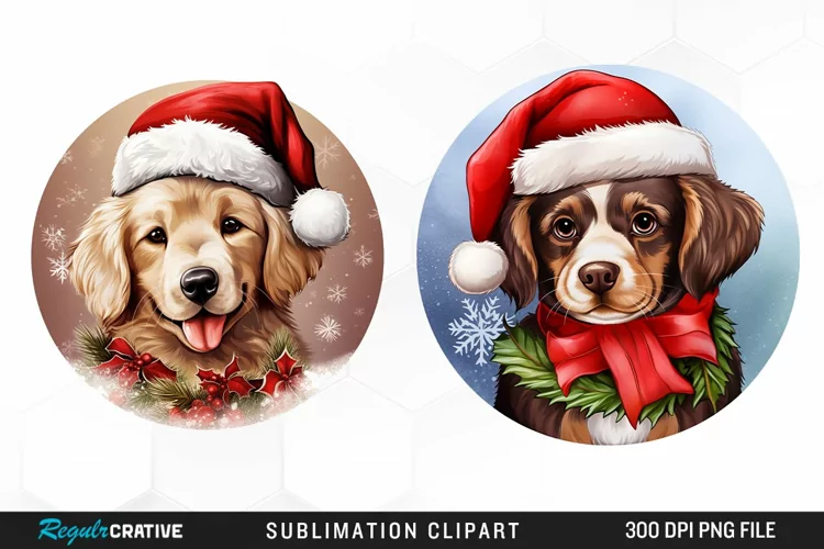 Watercolor Christmas Dog Illustration PNG Clipart
