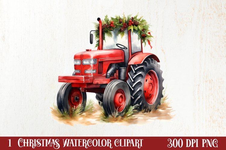 Watercolor Christmas Farm Clipart