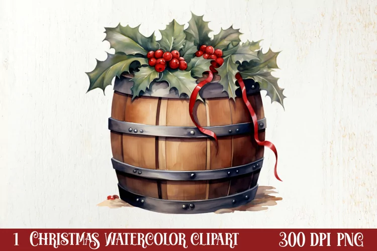 Watercolor Christmas Farm Clipart
