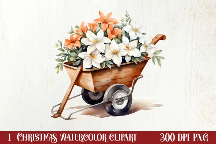 Watercolor Christmas Farm Clipart