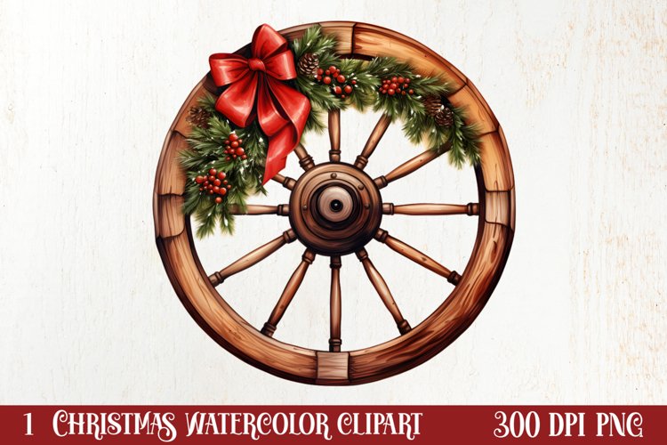 Watercolor Christmas Farm Clipart
