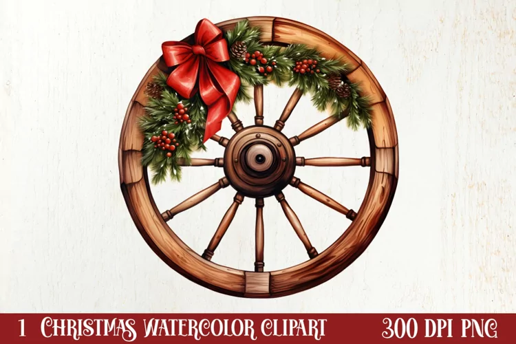 Watercolor Christmas Farm Clipart