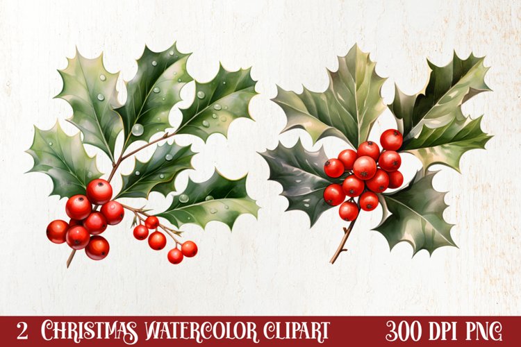 Watercolor Christmas Farm Clipart