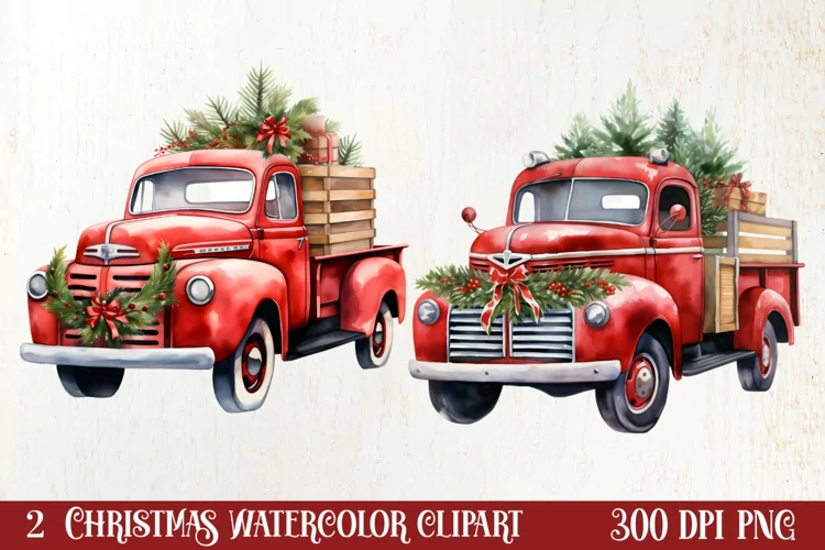 Watercolor Christmas Farm Clipart