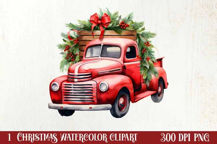 Watercolor Christmas Farm Clipart