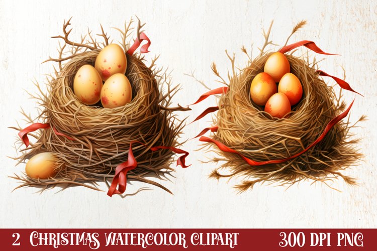 Watercolor Christmas Farm Clipart