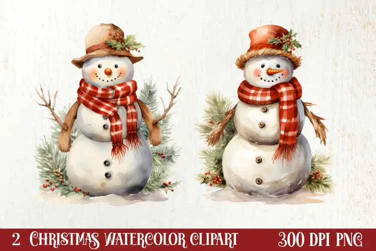 Watercolor Christmas Farm Clipart