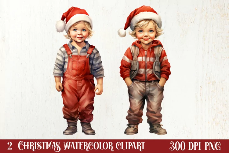 Watercolor Christmas Farm Clipart