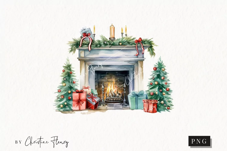Watercolor Christmas Scene Clipart | Christmas Clipart