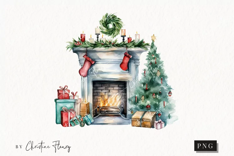 Watercolor Christmas Scene Clipart | Christmas Clipart