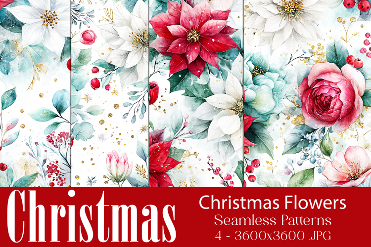 Christmas Pattern, Christmas Floral Seamless Patterns, s1