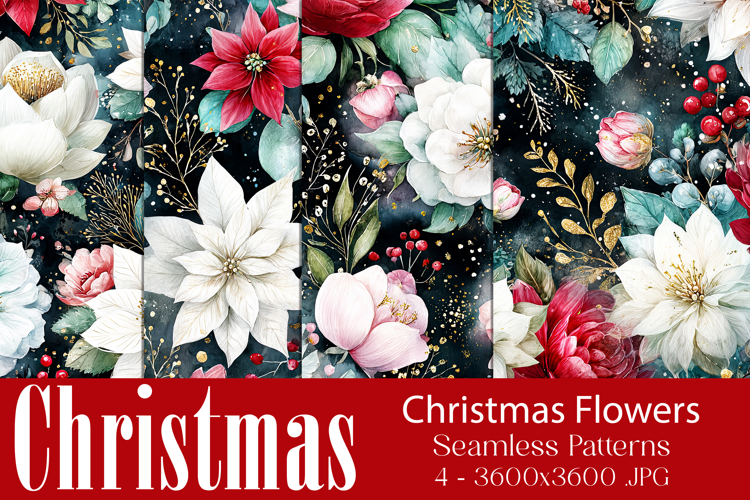 Christmas Pattern, Christmas Floral Seamless Patterns, s10