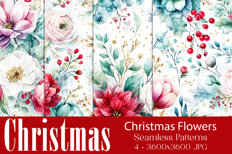 Christmas Pattern, Christmas Floral Seamless Patterns, s3