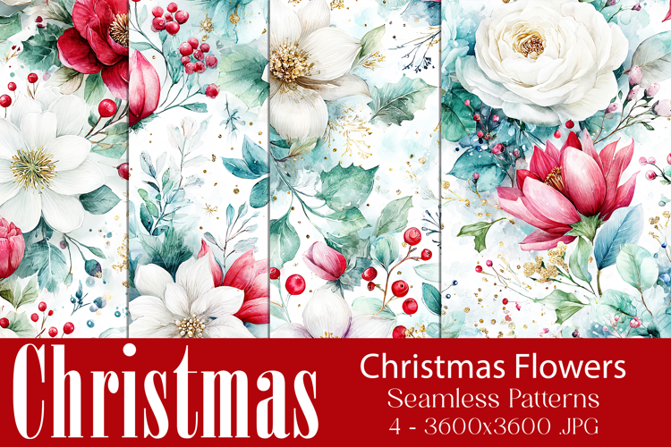 Christmas Pattern, Christmas Floral Seamless Patterns, s4