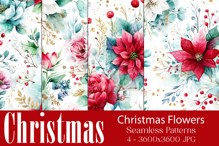 Christmas Pattern, Christmas Floral Seamless Patterns, s5