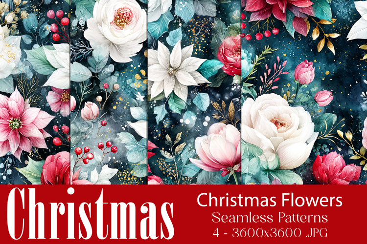 Christmas Pattern, Christmas Floral Seamless Patterns, s7