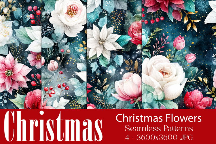 Christmas Pattern, Christmas Floral Seamless Patterns, s7