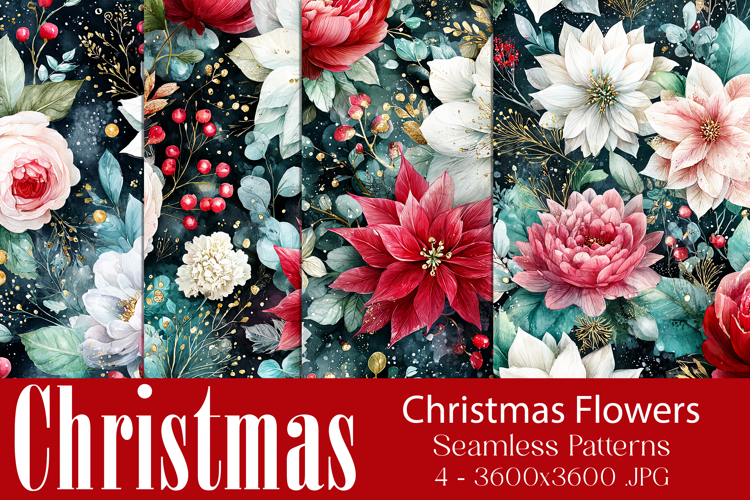 Christmas Pattern, Christmas Floral Seamless Patterns, s8