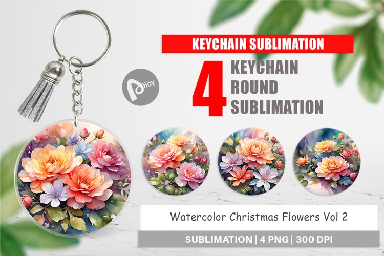 Keychain Christmas Flowers example image 1
