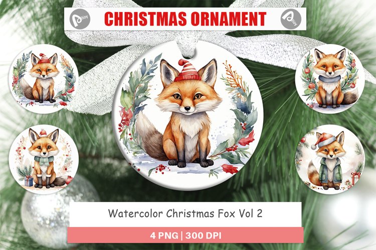 Christmas Ornaments Watercolor Christmas Fox